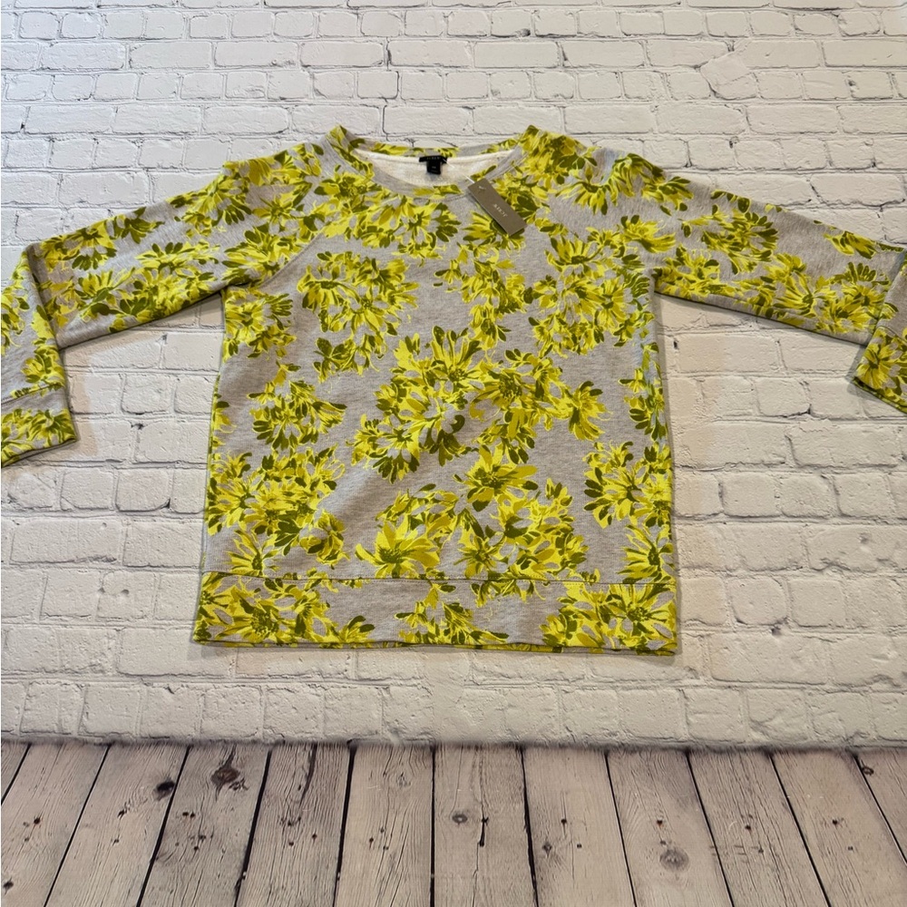 J.Crew Floral Print Women's sweatshirt - Yellow and Gray. NWT size xs
